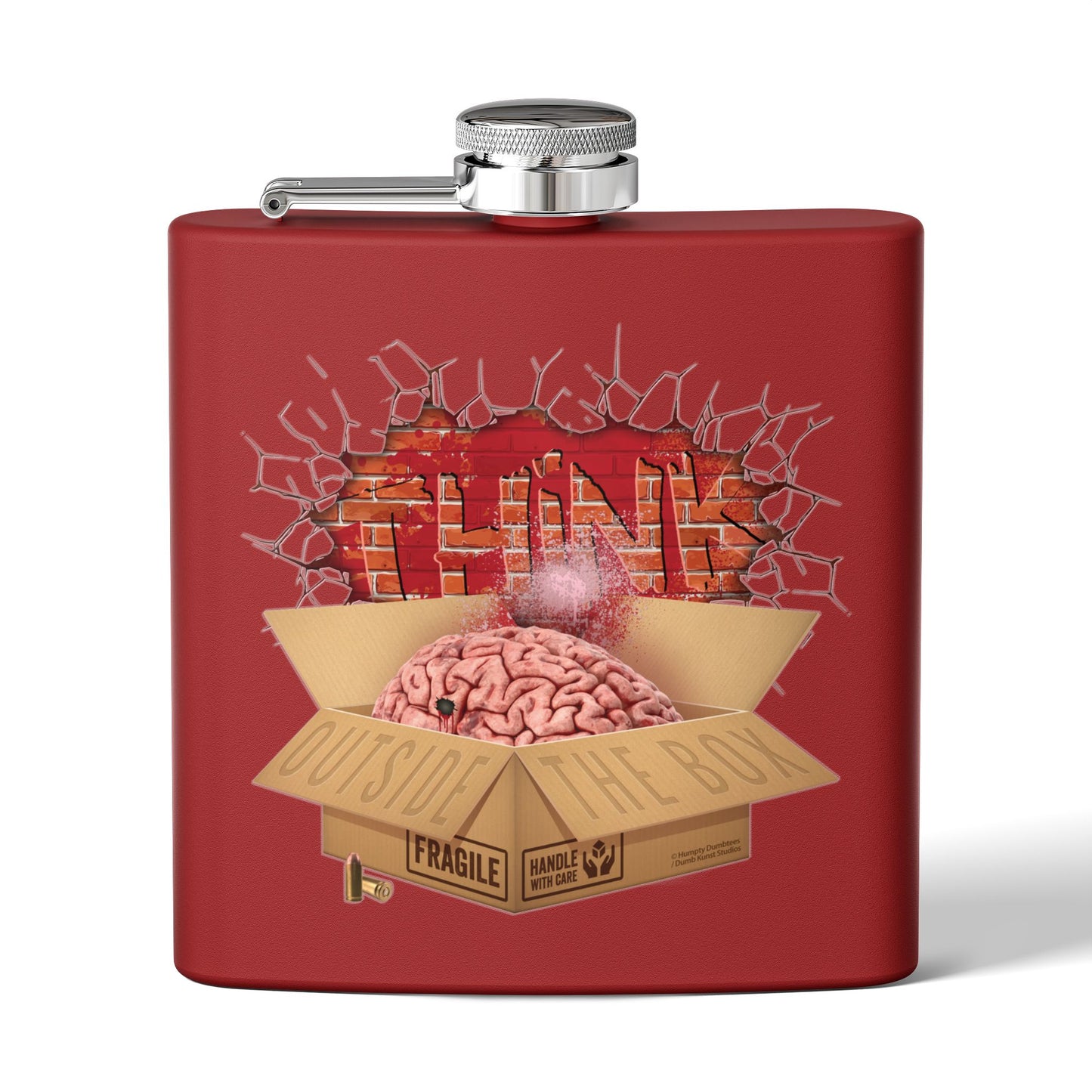 DK194: Think Outside The Box - 6oz Stainless Steel Hip Flask
