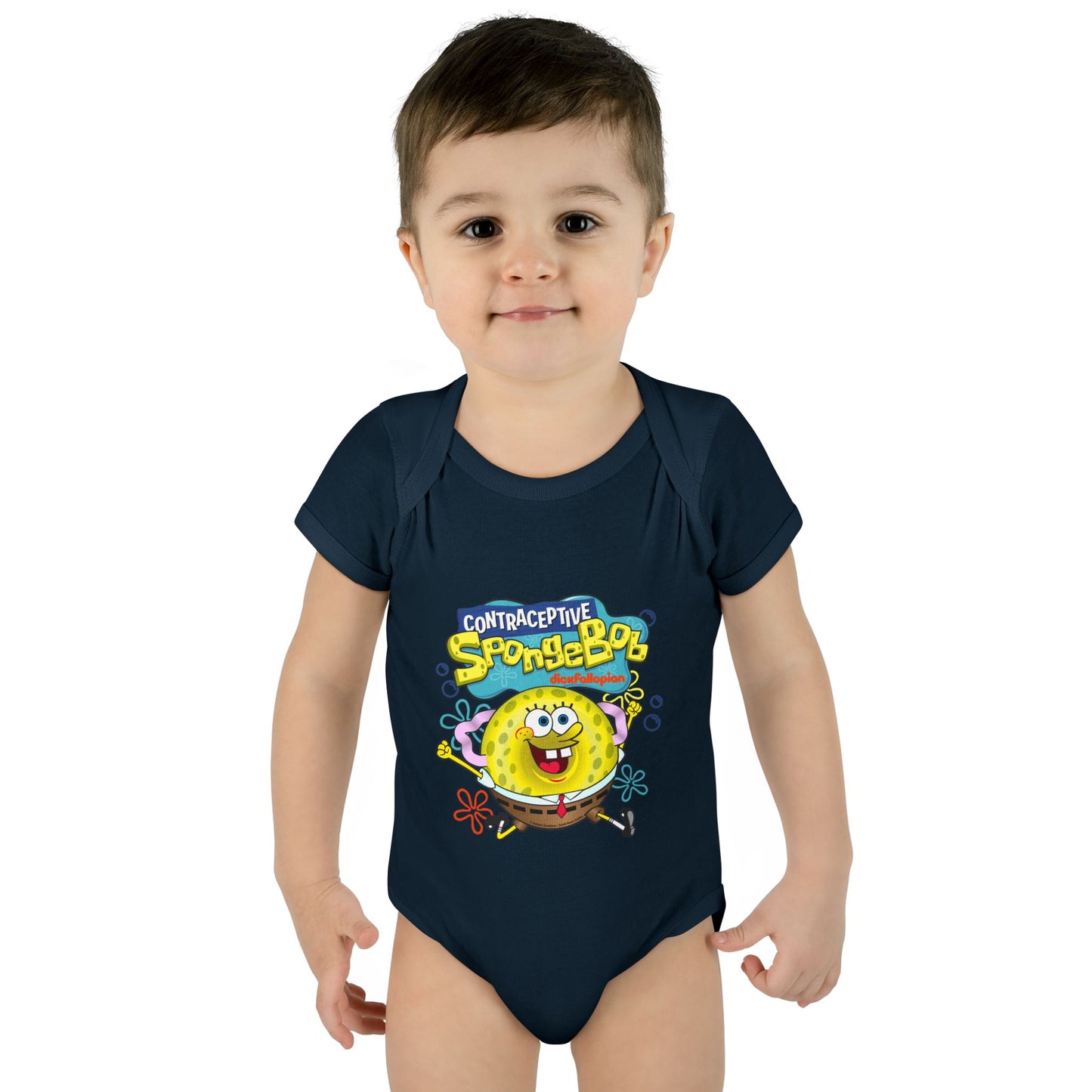 DK196: Contraceptive SpongeBob - Infant Sized Onsie