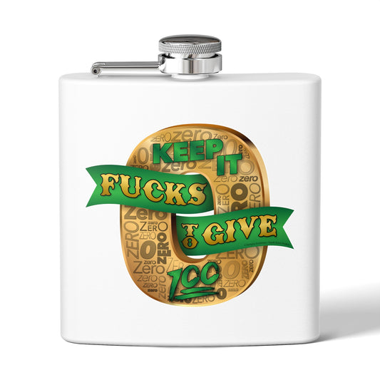 DK100: Zero Fucks To Give (Gold Edition) - 6oz Stainless Steel Hip Flask