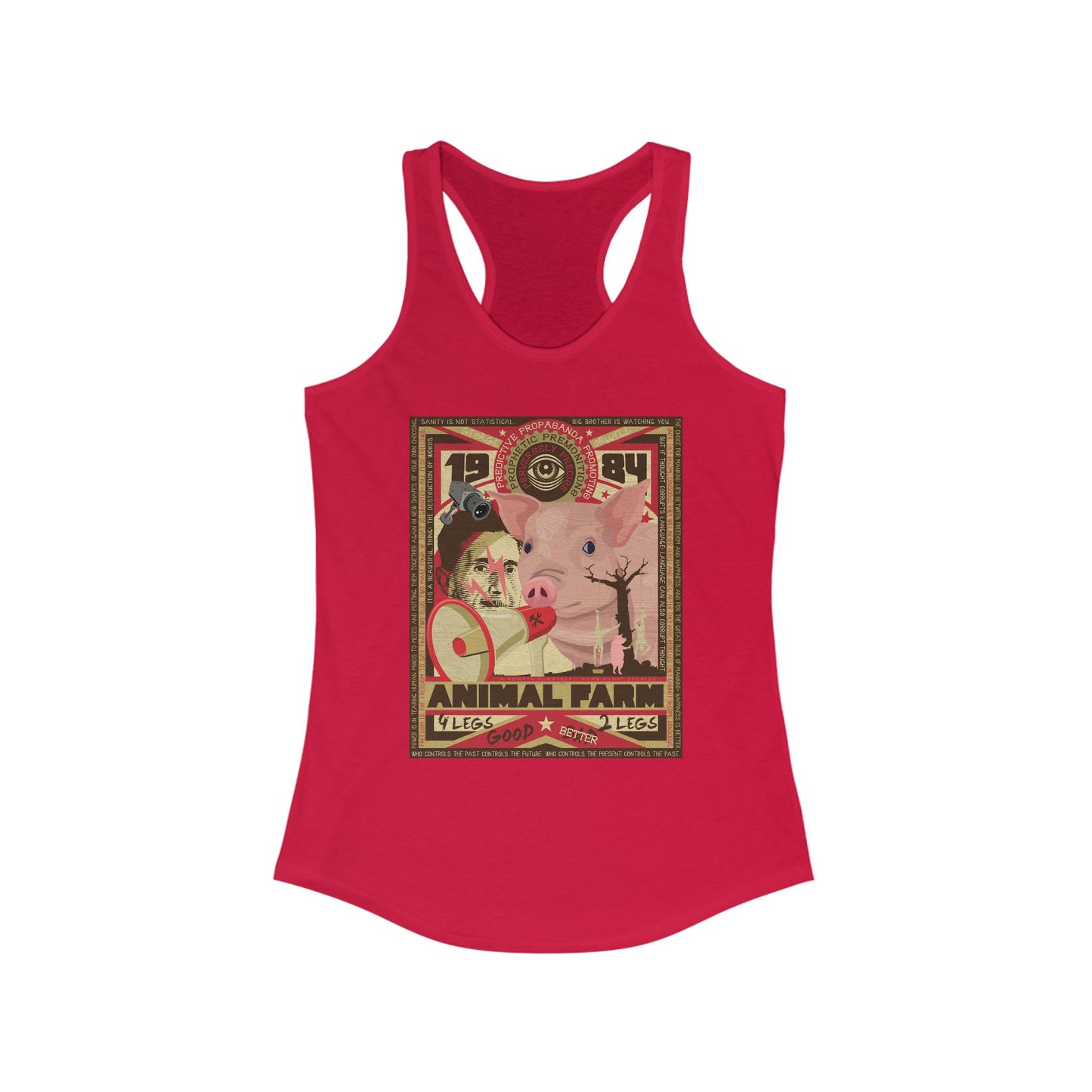 DK165: Oh Well Orwell (Propaganda Edition) - Ladies Racerback Tank