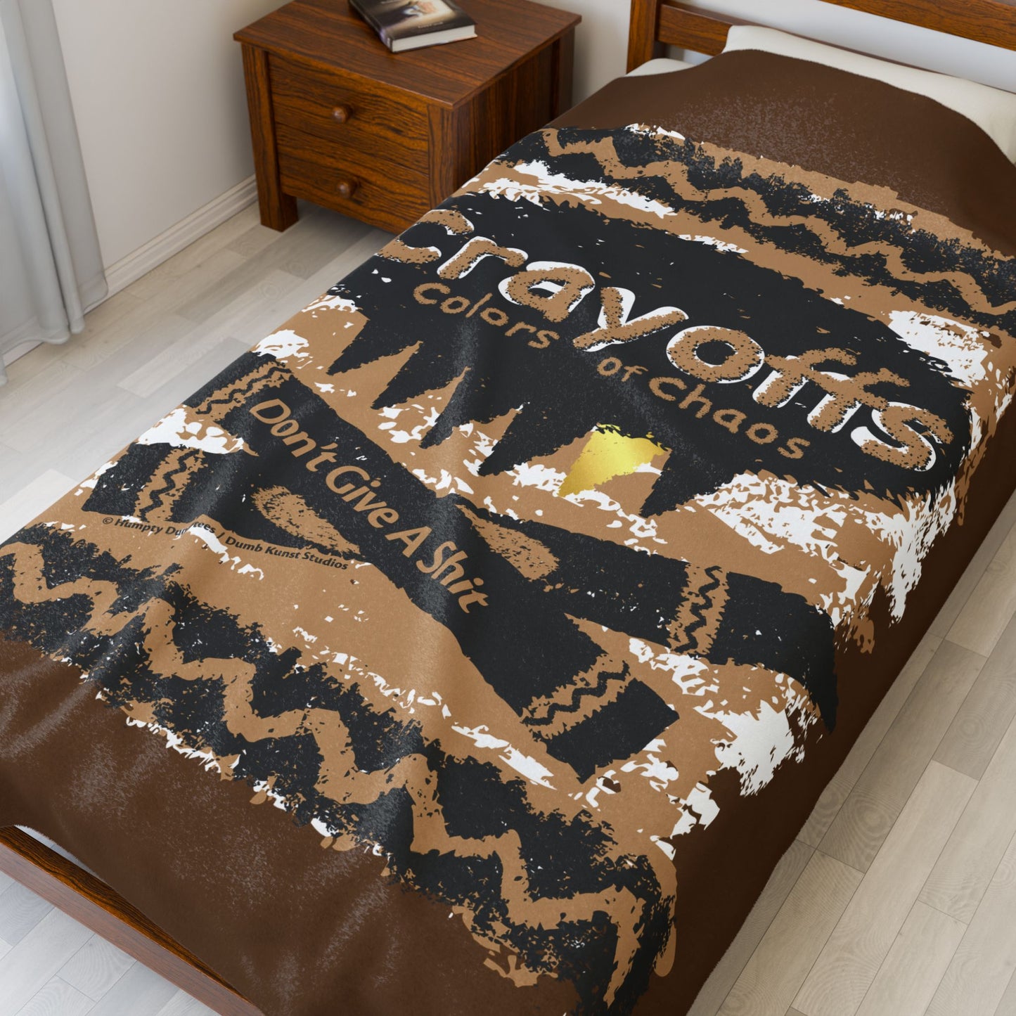 DK110: Crayoffs - Colors of Chaos (Don't Give a Shit Brown) - Velveteen Plush Blanket