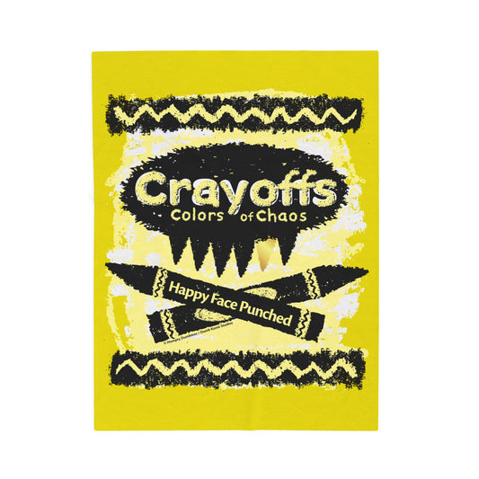 DK110: Crayoffs - Colors of Chaos (Happy Face Punched Yellow) - Velveteen Plush Blanket