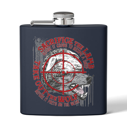 DK155: The Wolf of Sheepstreet - 6oz Stainless Steel Hip Flask