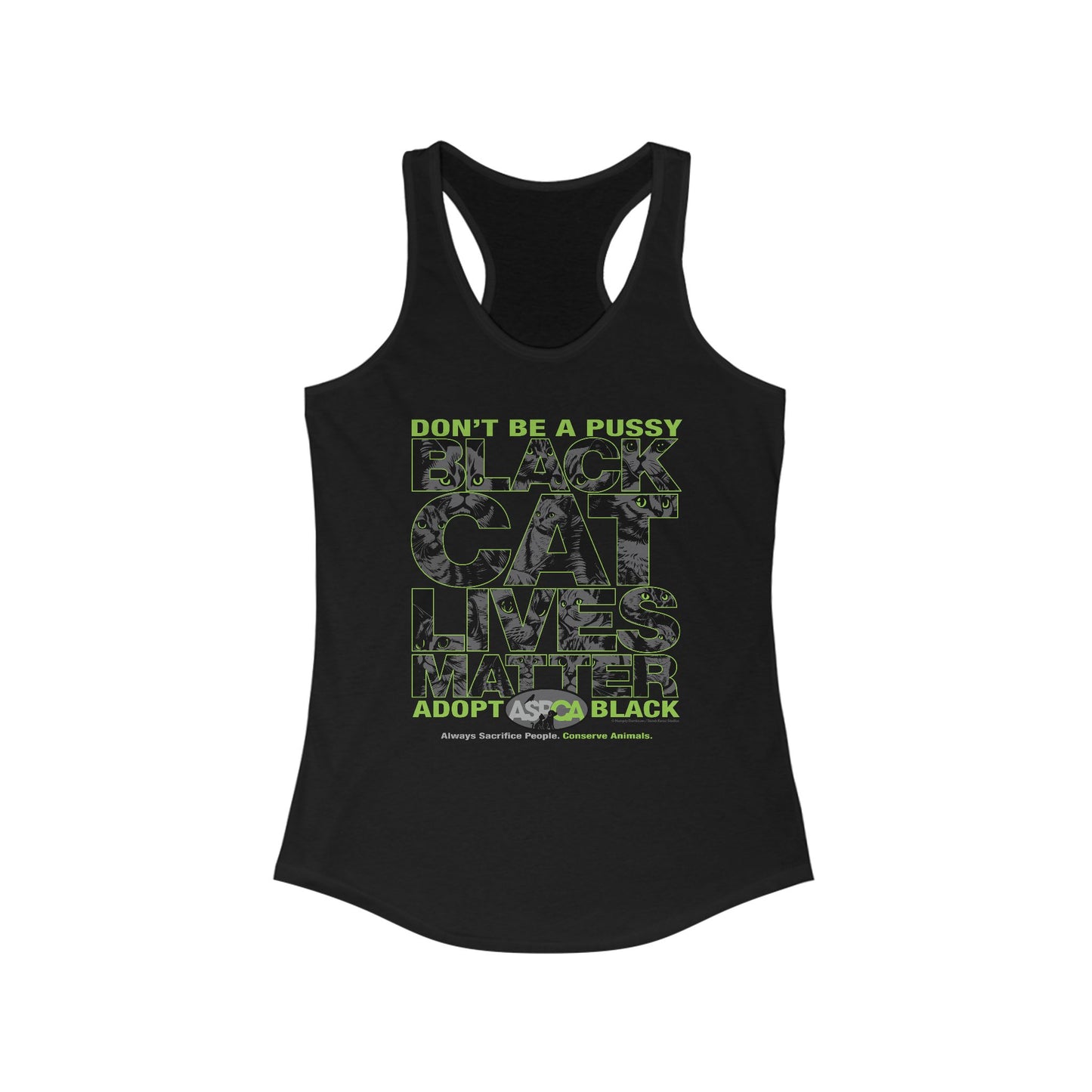 DK219: ASPCA (Black Cat Edition) - Ladies Raceback Tank
