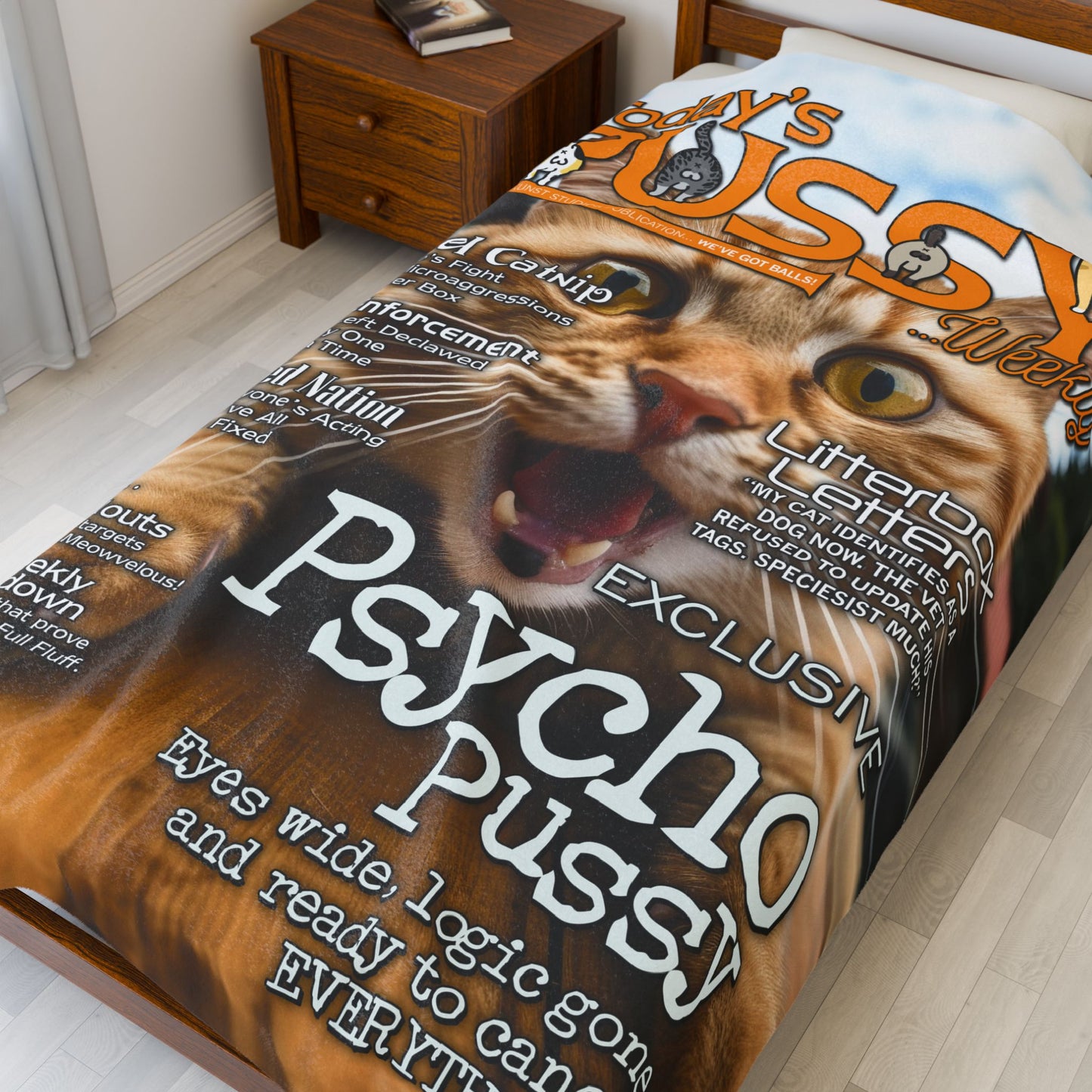 DK230: Today's Pussy... Weekly (Psycho Pussy Edition) - Velveteen Plush Blanket