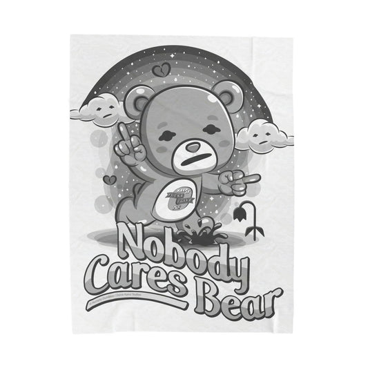 DK227: Nobody Cares Bear - Velveteen Plush Blanket