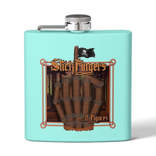 DK218: It Stick Figures - 6oz Stainless Steel Hip Flask