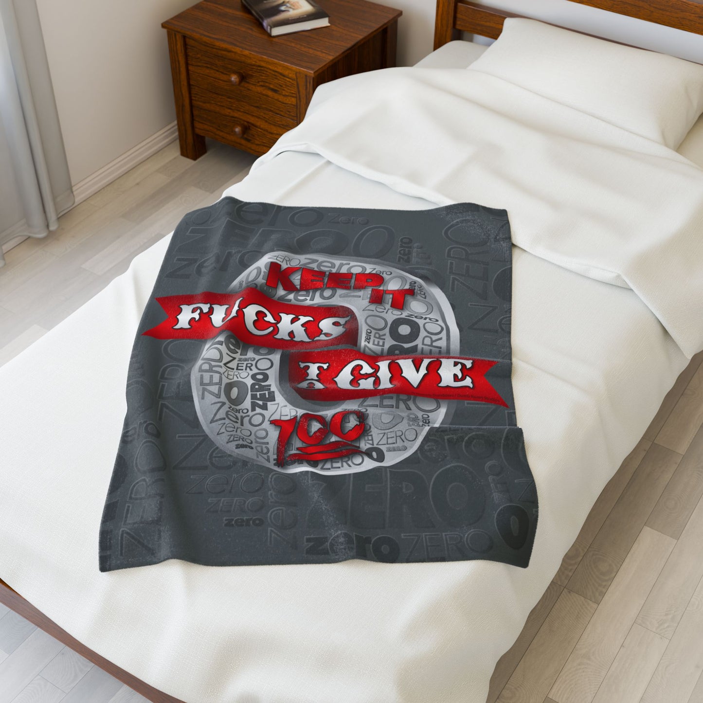 DK100: Zero Fucks To Give (Silver Edition) - Velveteen Plush Blanket
