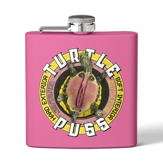 DK98: Turtle Puss - 6oz Stainless Steel Hip Flask