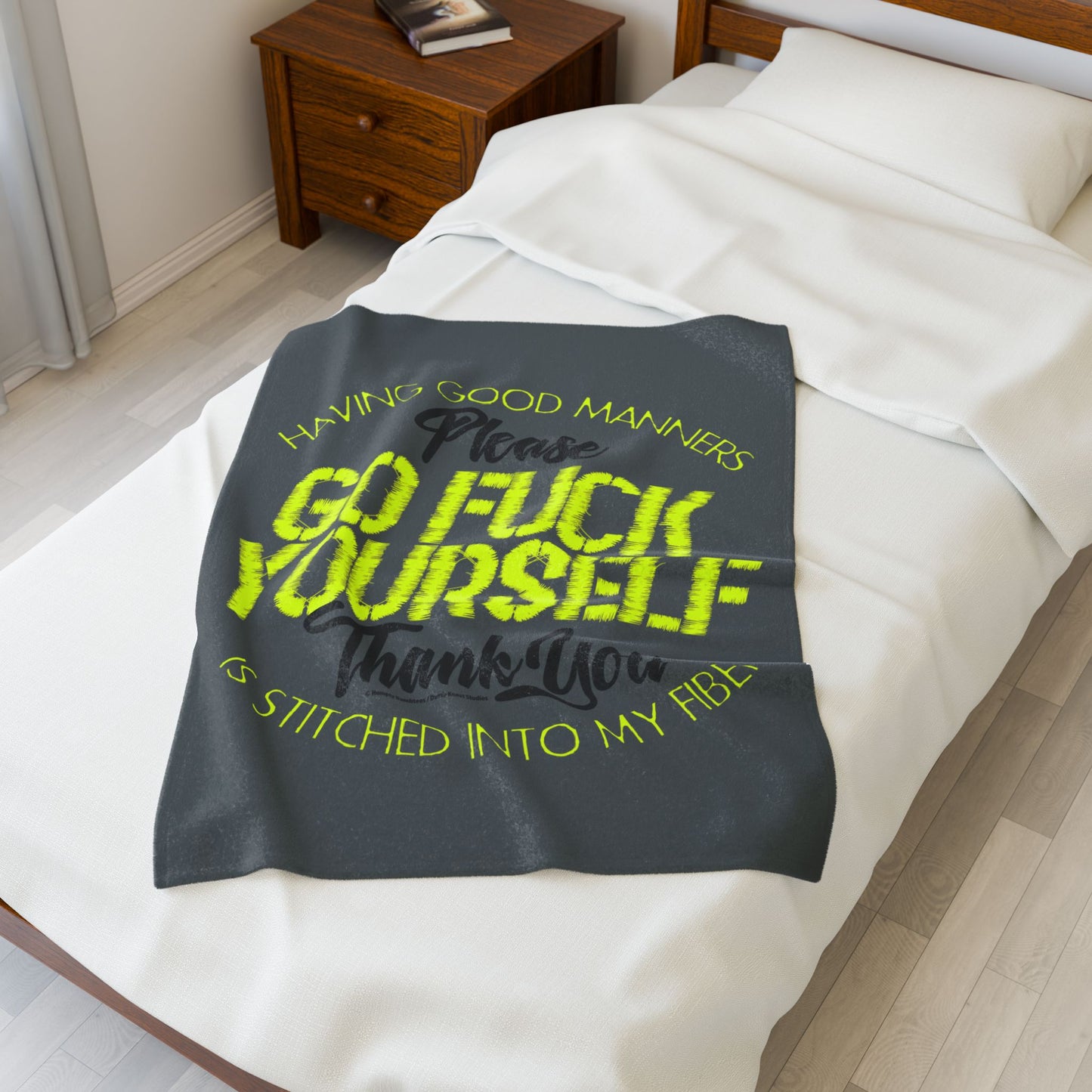 DK90: Please & Thank You (Go Fuck Yourself) - Velveteen Plush Blanket