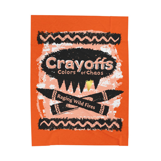 DK110: Crayoffs - Colors of Chaos (Raging Wild Fires Orange) - Velveteen Plush Blanket