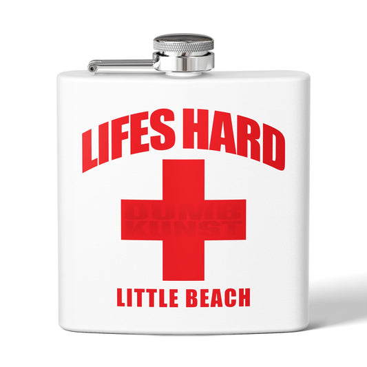 DK42: LIFESHARD - Little Beach - 6oz Stainless Steel Hip Flask