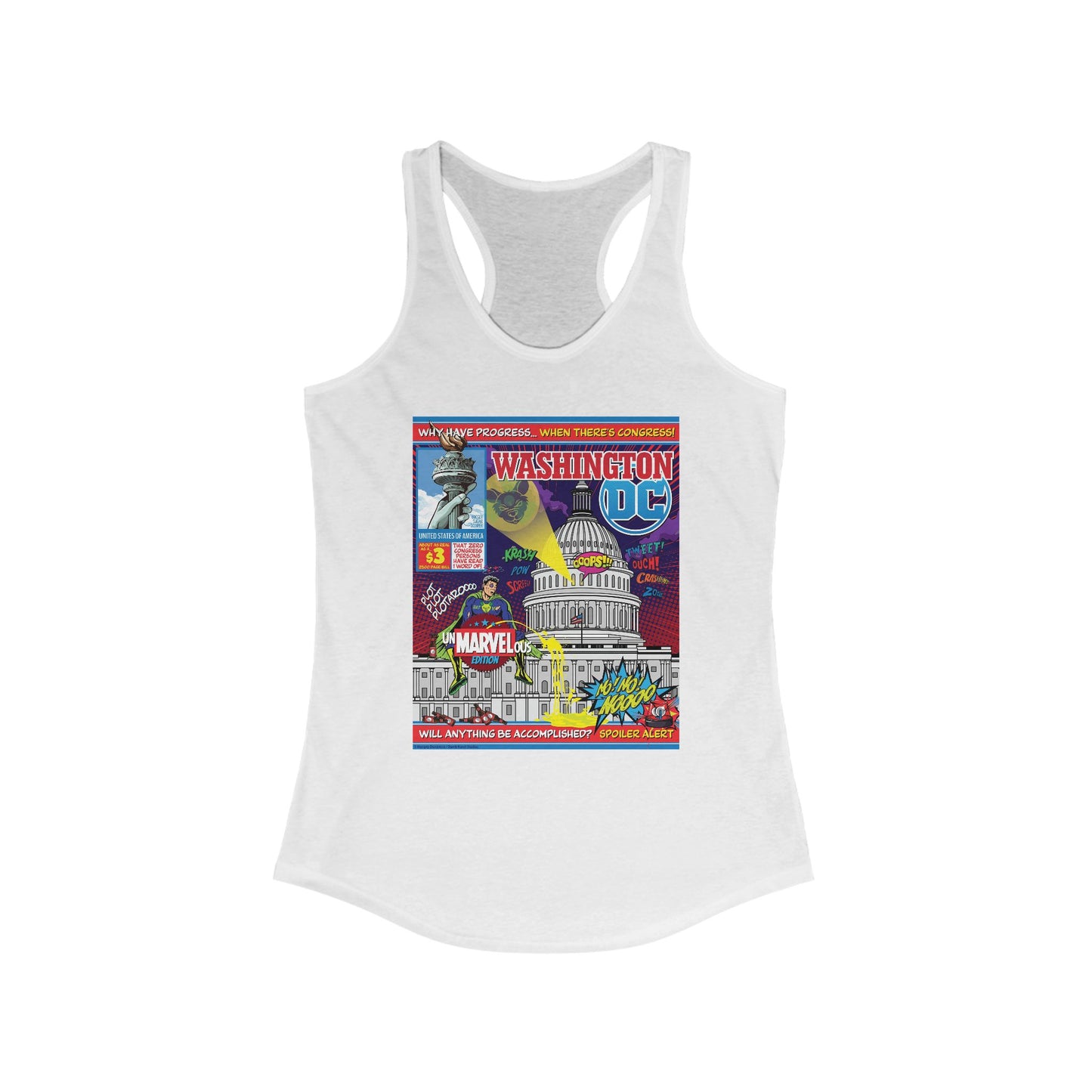 DK149: UnMARVELousington D.C. - Ladies Racerback Tank