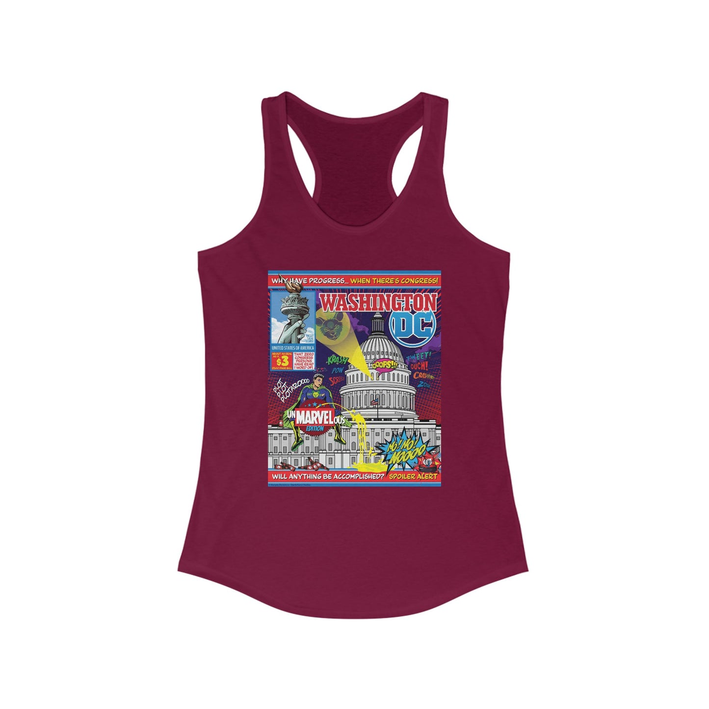 DK149: UnMARVELousington D.C. - Ladies Racerback Tank