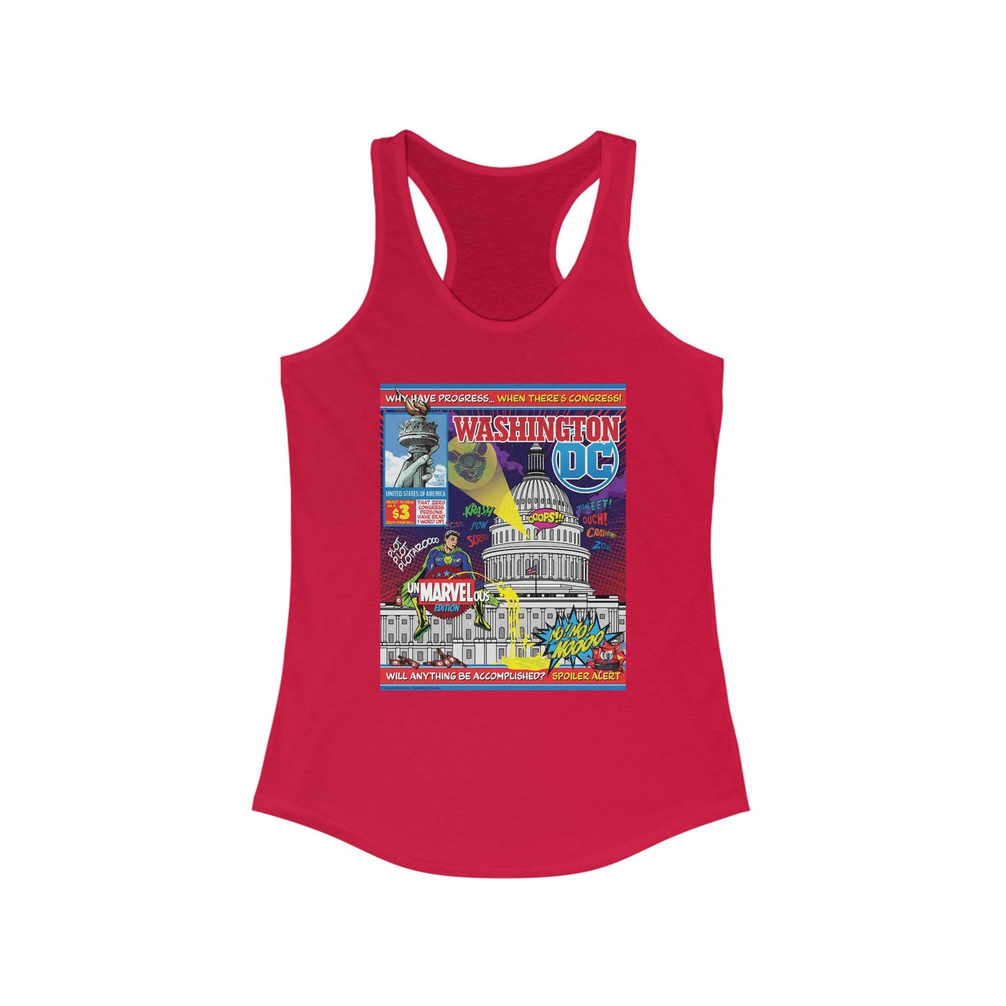 DK149: UnMARVELousington D.C. - Ladies Racerback Tank