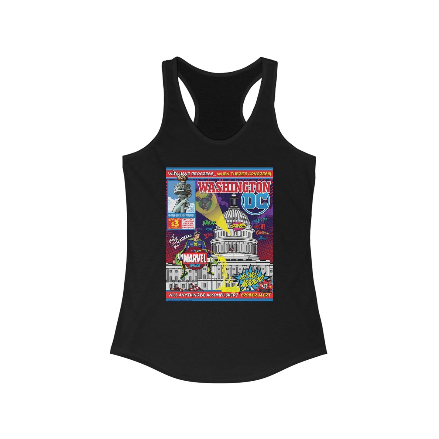 DK149: UnMARVELousington D.C. - Ladies Racerback Tank