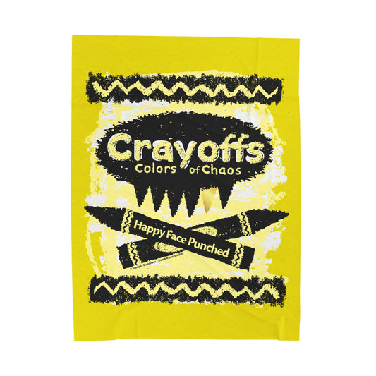 DK110: Crayoffs - Colors of Chaos (Happy Face Punched Yellow) - Velveteen Plush Blanket
