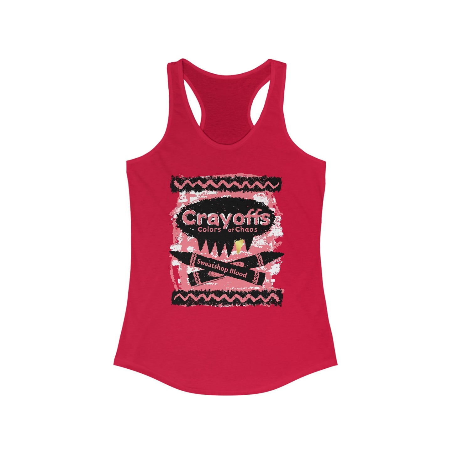 DK110: Crayoffs Colors of Chaos - Ladies Racerback Tank