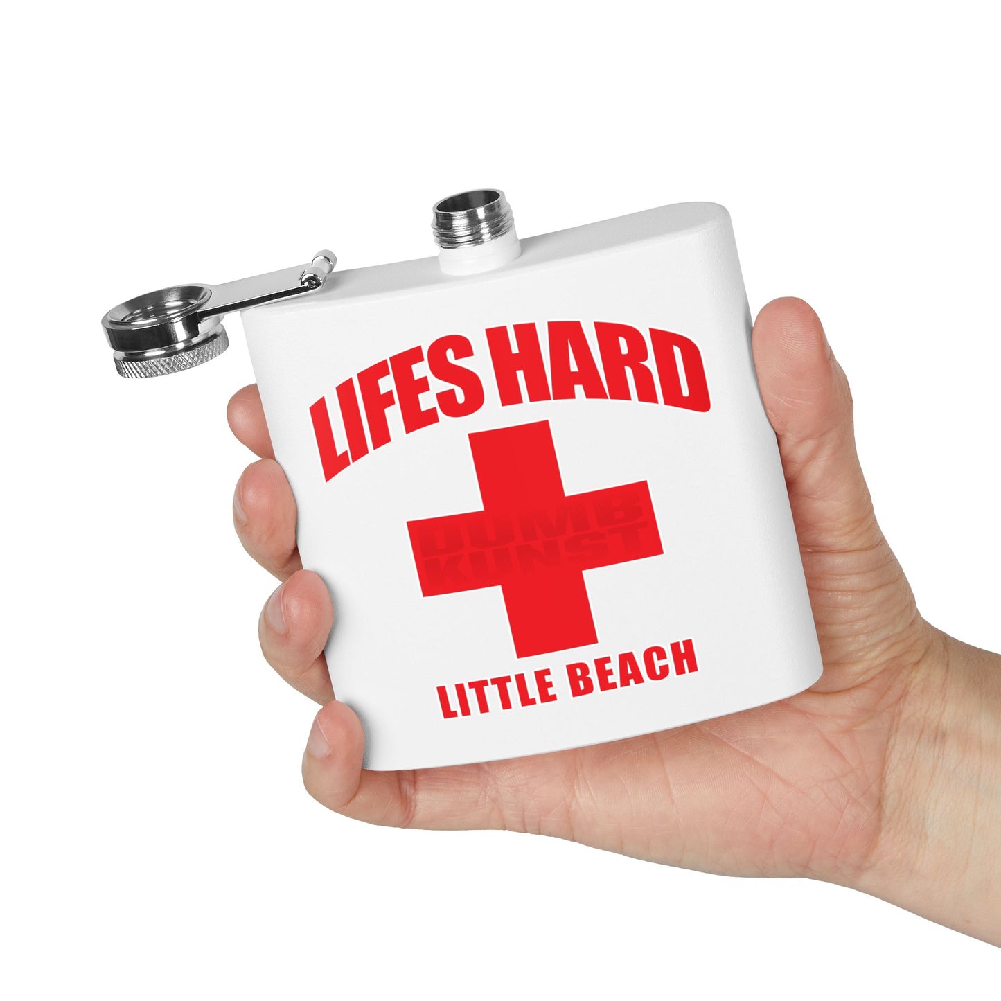 DK42: LIFESHARD - Little Beach - 6oz Stainless Steel Hip Flask