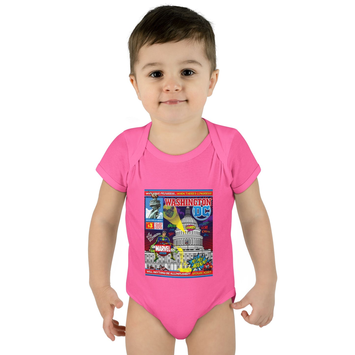 DK149: UnMARVELousington D.C. - Infant Sized Onsie