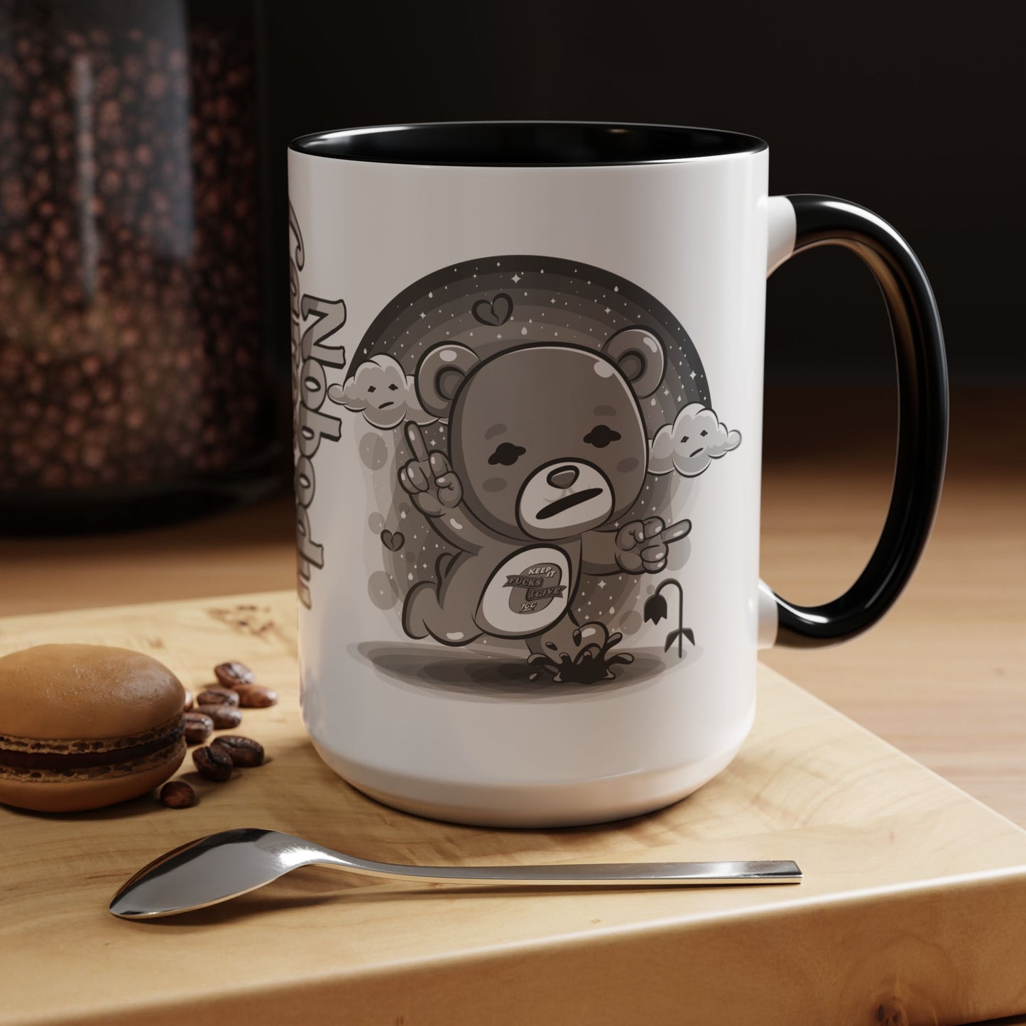 DK227: Nobody Cares Bear - Ceramic Coffee Mugs
