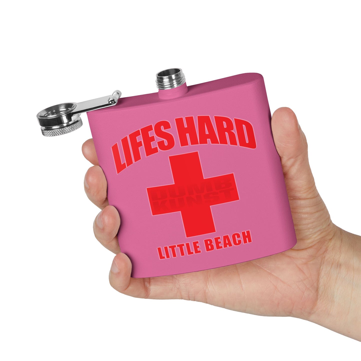 DK42: LIFESHARD - Little Beach - 6oz Stainless Steel Hip Flask