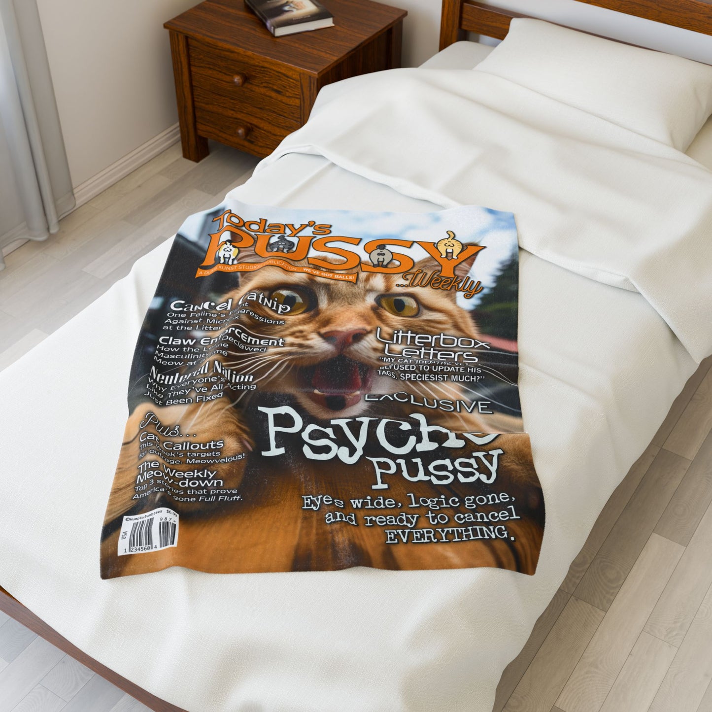 DK230: Today's Pussy... Weekly (Psycho Pussy Edition) - Velveteen Plush Blanket