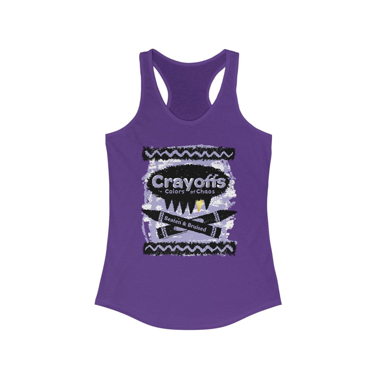 DK110: Crayoffs Colors of Chaos - Ladies Racerback Tank
