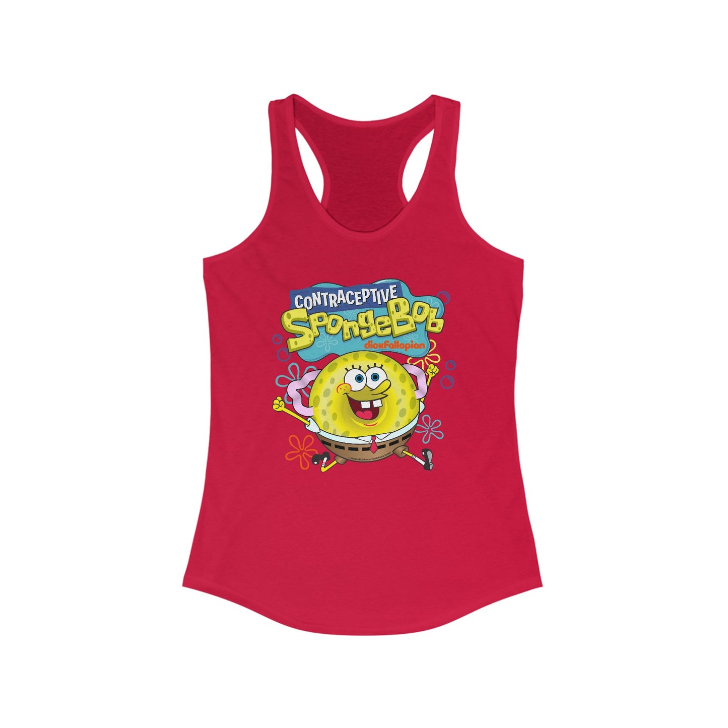 DK196: Contraceptive SpongeBob - Ladies Raceback Tank