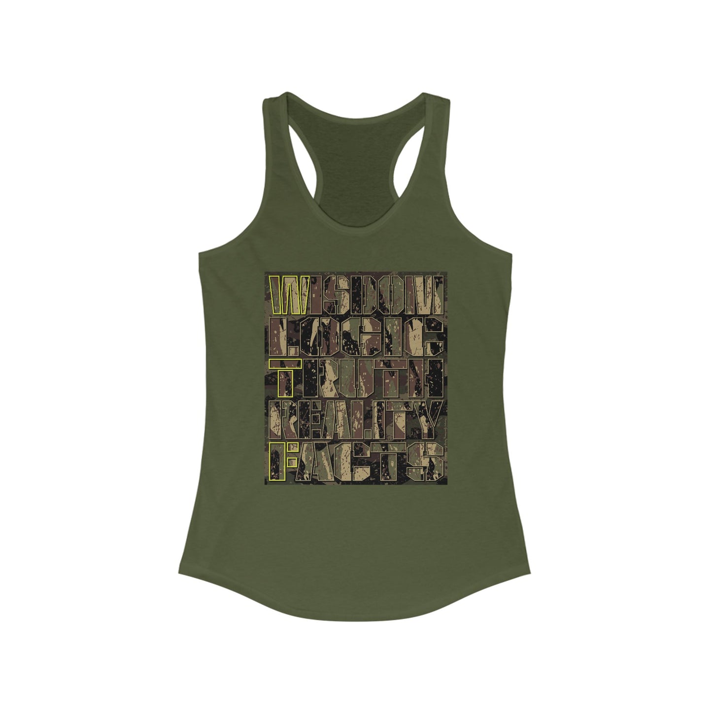 DK159: WTF! FTW! Facts! (Camo Edition) - Ladies Racerback Tank