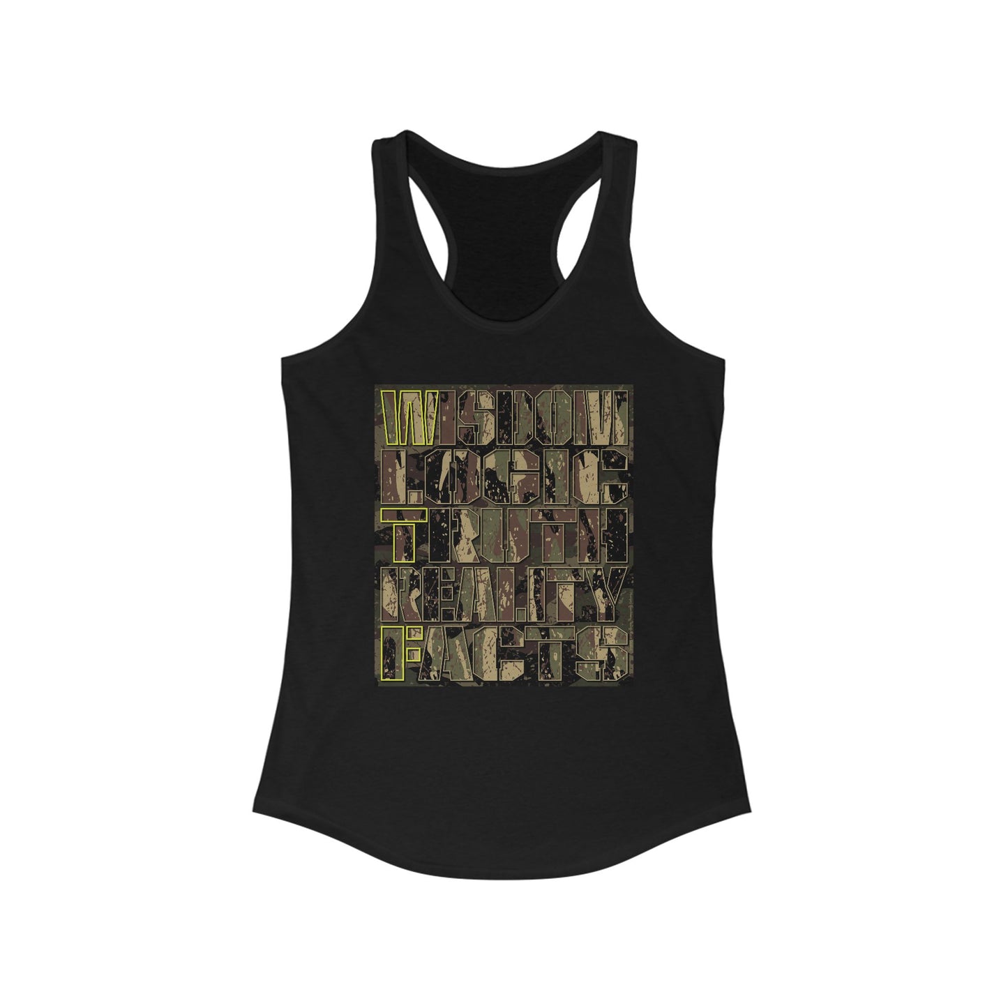 DK159: WTF! FTW! Facts! (Camo Edition) - Ladies Racerback Tank