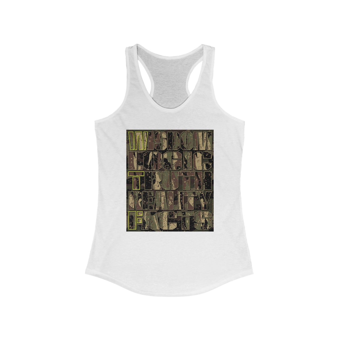 DK159: WTF! FTW! Facts! (Camo Edition) - Ladies Racerback Tank