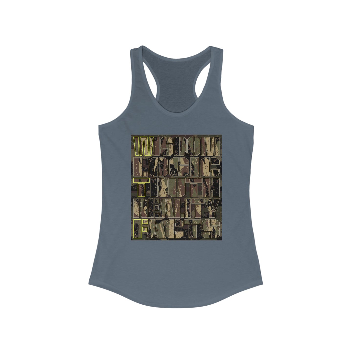 DK159: WTF! FTW! Facts! (Camo Edition) - Ladies Racerback Tank