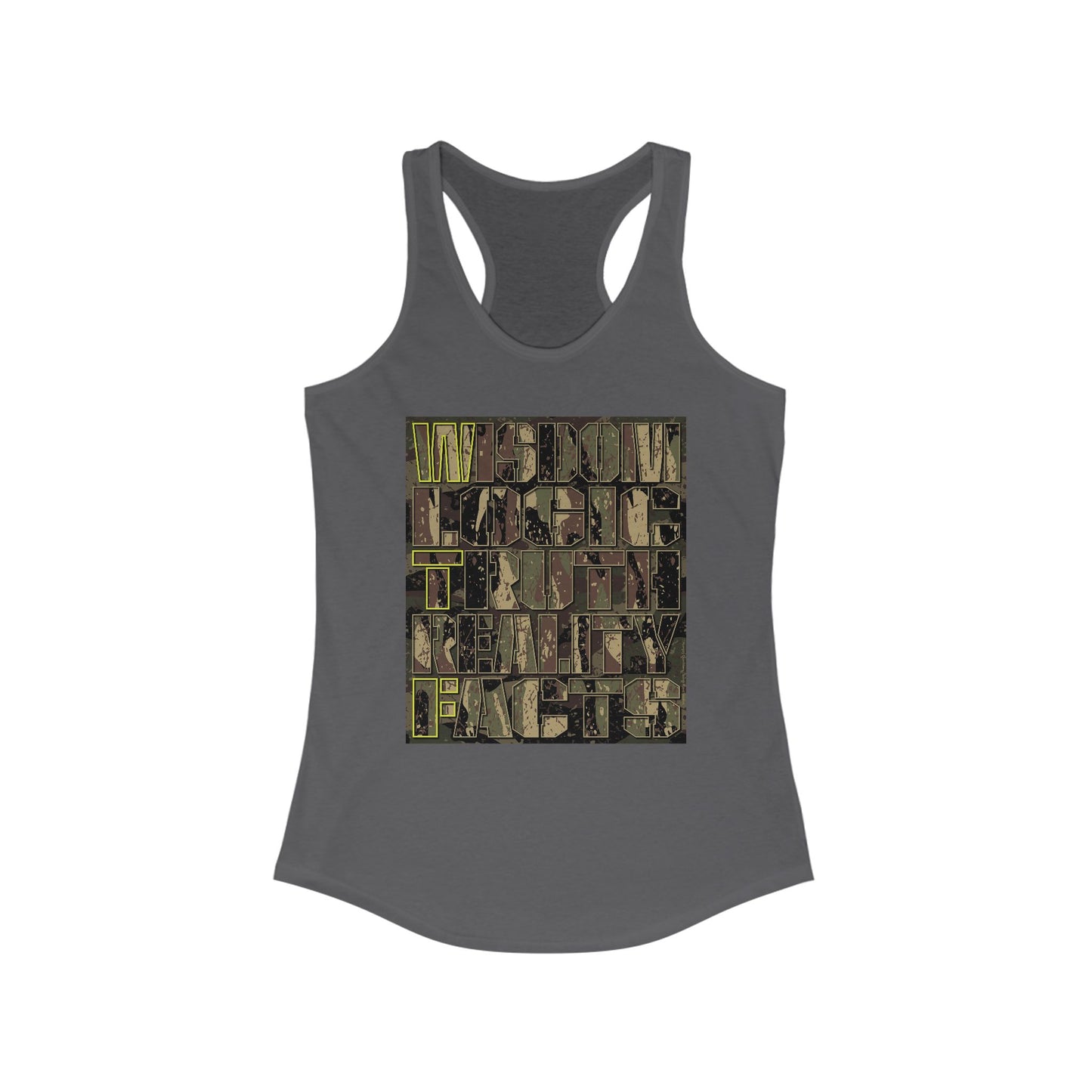 DK159: WTF! FTW! Facts! (Camo Edition) - Ladies Racerback Tank