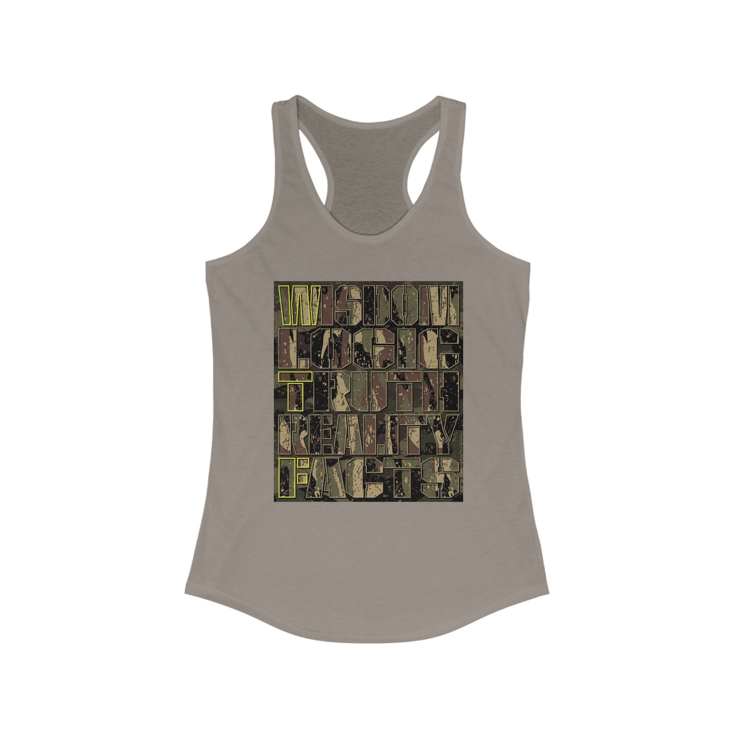 DK159: WTF! FTW! Facts! (Camo Edition) - Ladies Racerback Tank