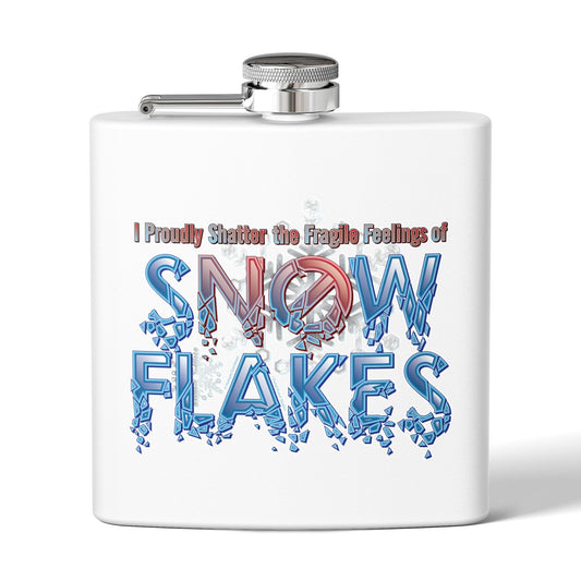DK157: Shattered Snowflakes - 6oz Stainless Steel Hip Flask