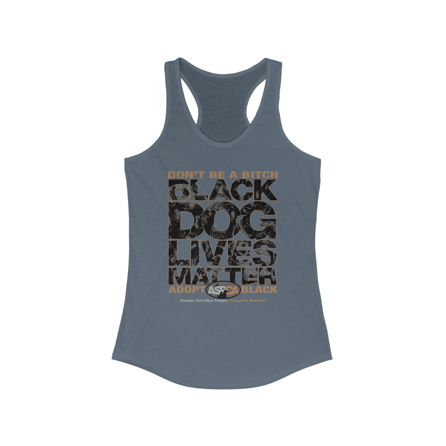 DK219: ASPCA (Black Dog Edition) - Ladies Raceback Tank
