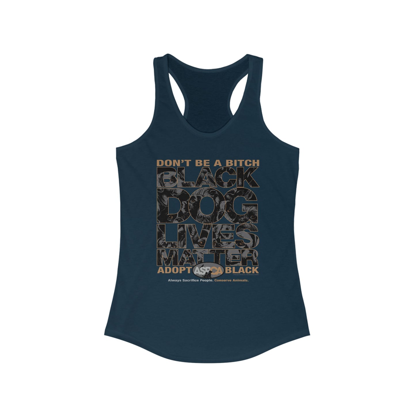 DK219: ASPCA (Black Dog Edition) - Ladies Raceback Tank