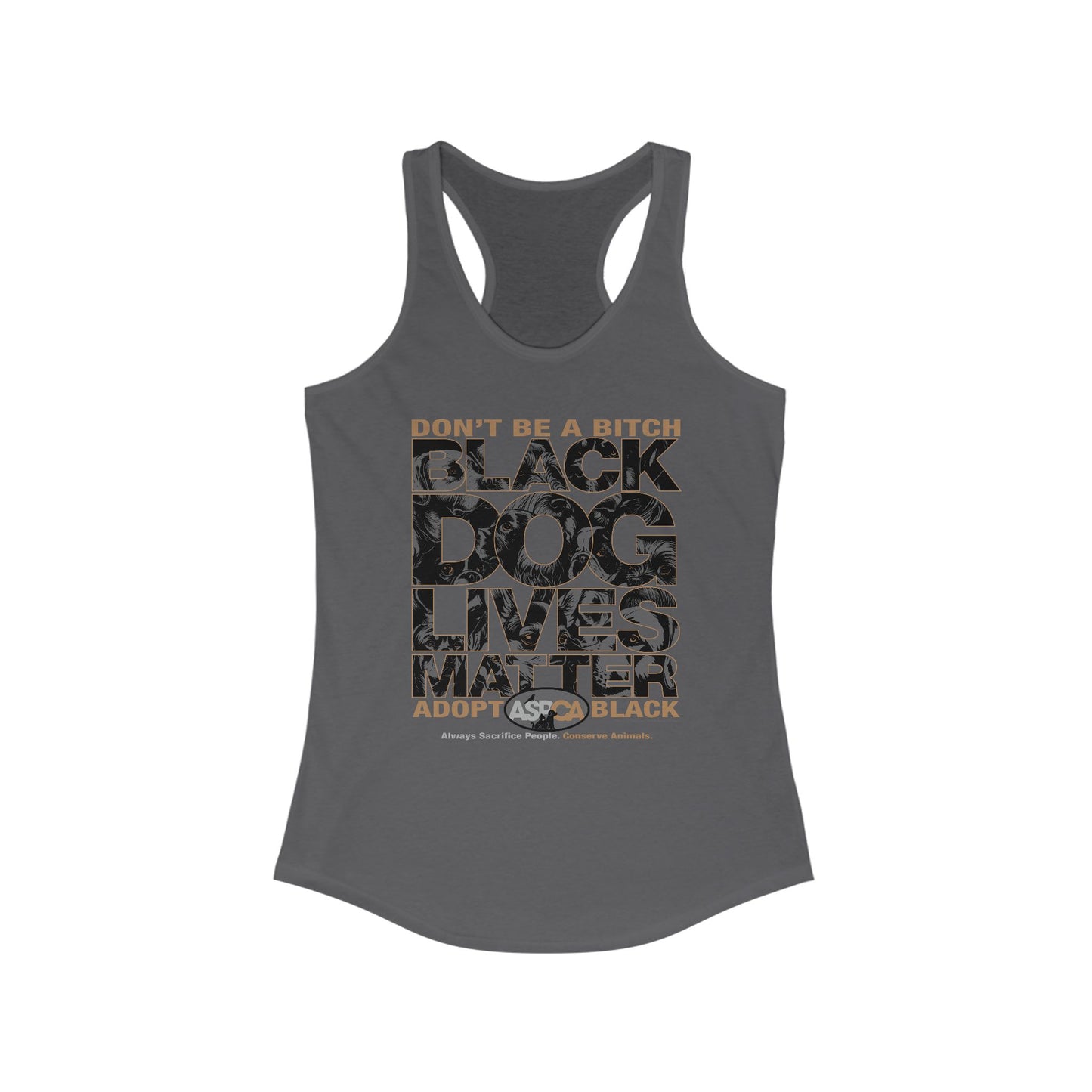 DK219: ASPCA (Black Dog Edition) - Ladies Raceback Tank