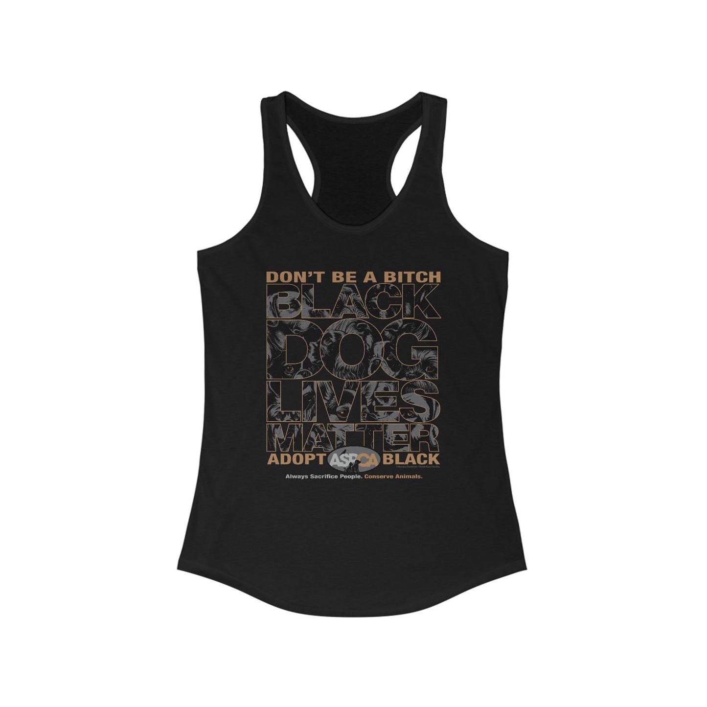DK219: ASPCA (Black Dog Edition) - Ladies Raceback Tank