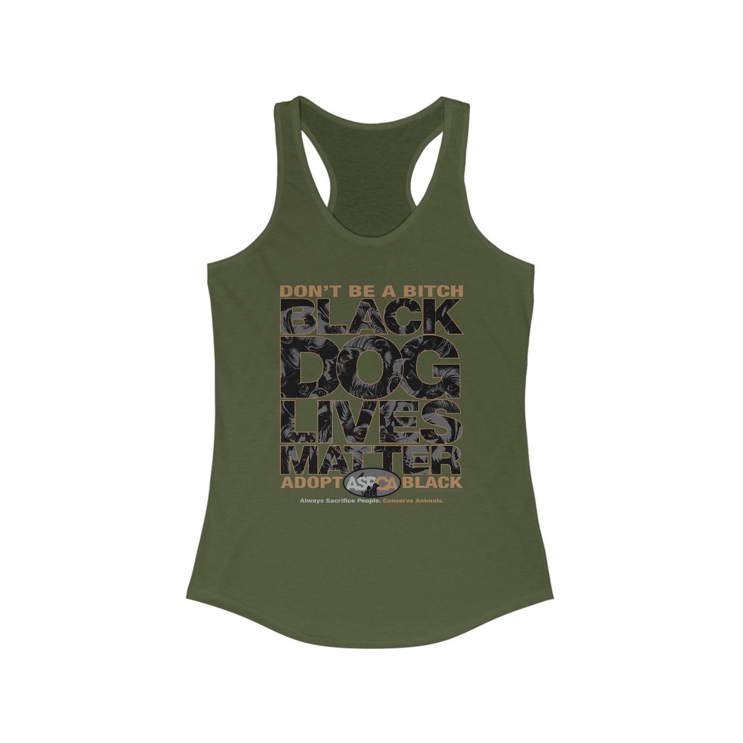 DK219: ASPCA (Black Dog Edition) - Ladies Raceback Tank