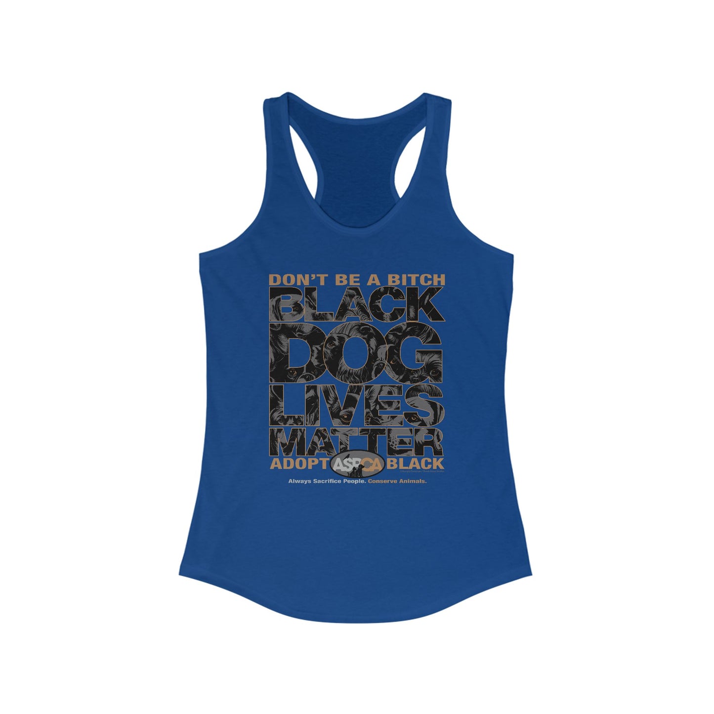 DK219: ASPCA (Black Dog Edition) - Ladies Raceback Tank