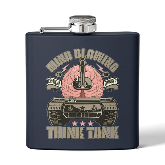 DK125: Think Tank - 6oz Stainless Steel Hip Flask