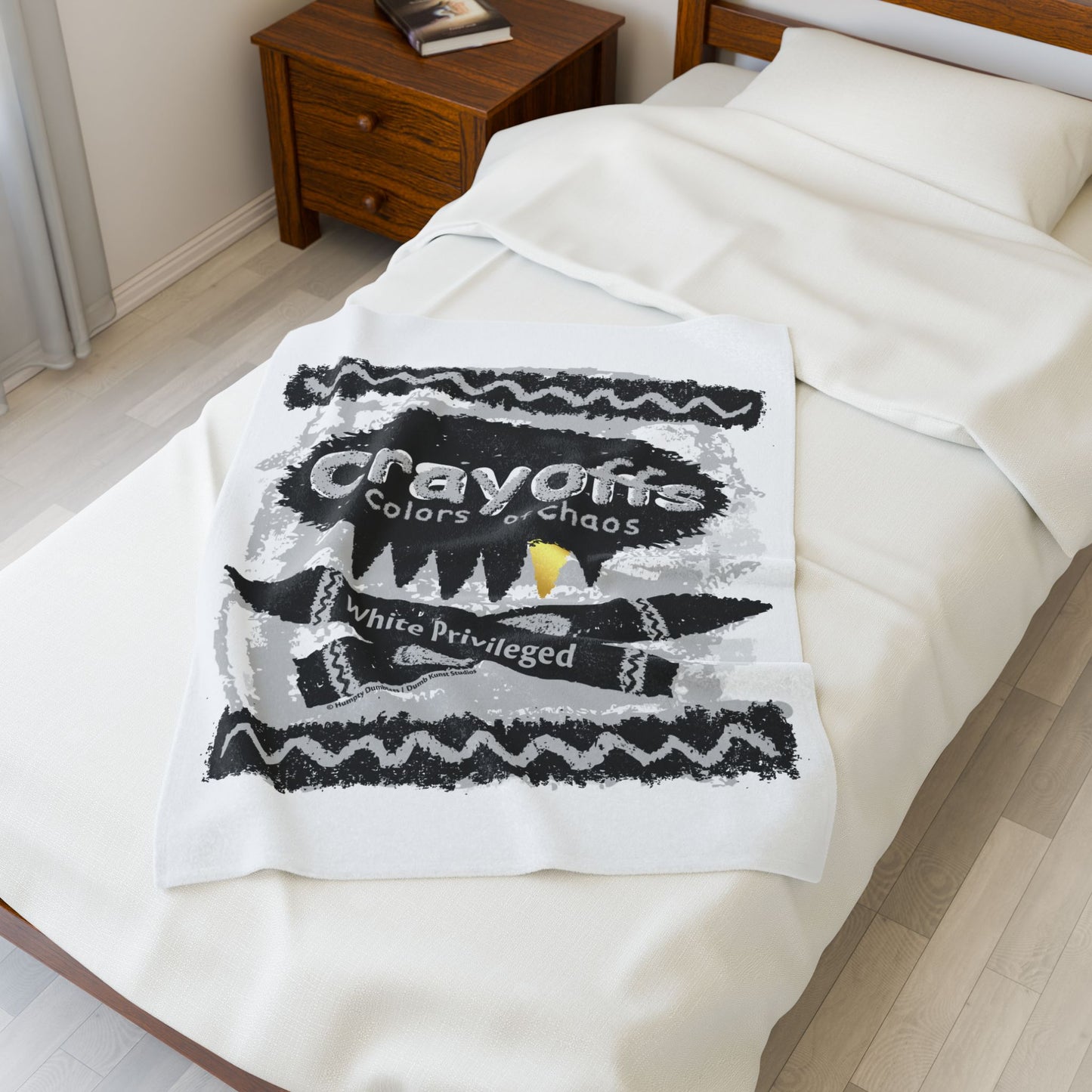 DK110: Crayoffs - Colors of Chaos (White Privileged White) - Velveteen Plush Blanket
