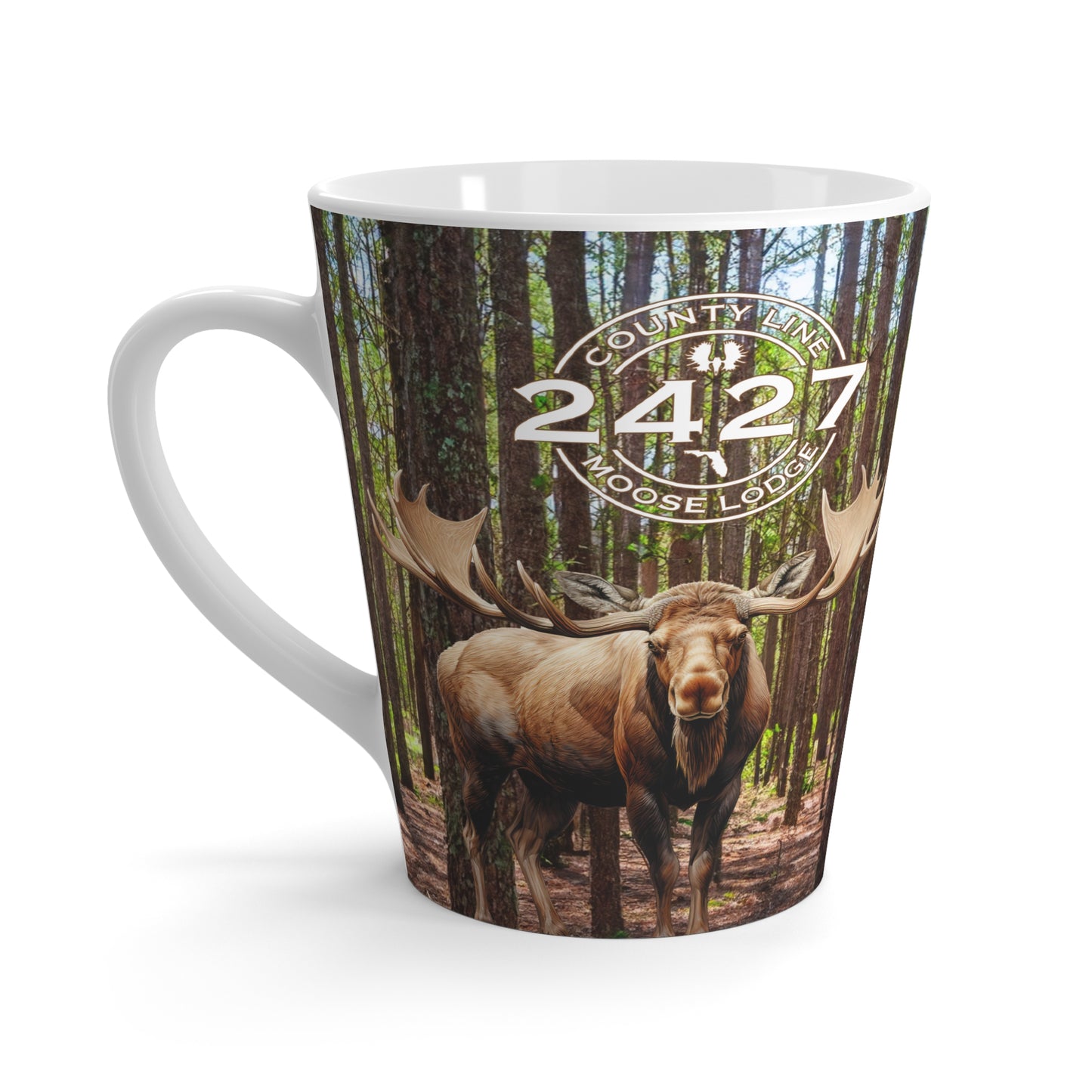 Moose Lodge 2427 - Woodlands Moose - Latte / Coffee Mug (12oz)