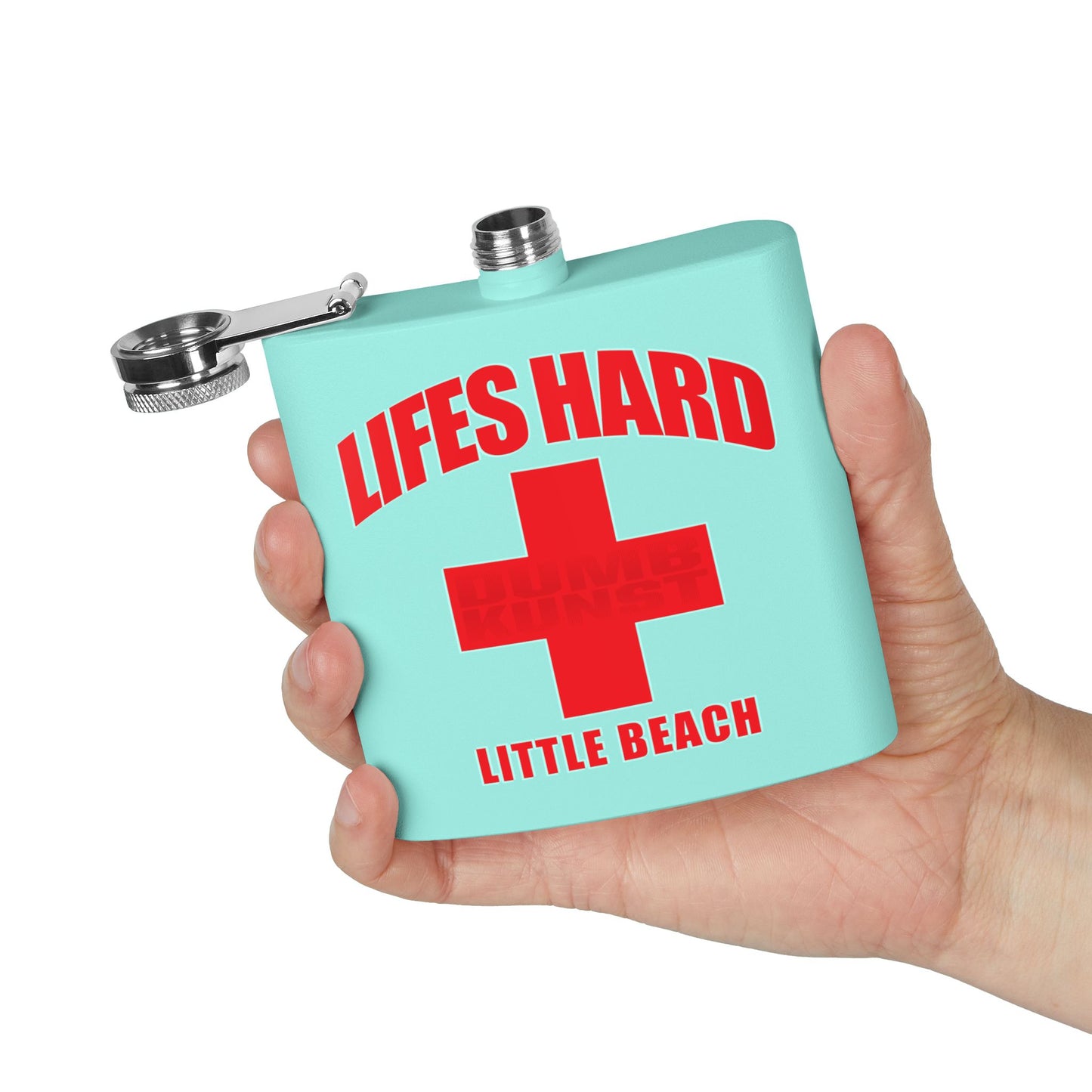 DK42: LIFESHARD - Little Beach - 6oz Stainless Steel Hip Flask