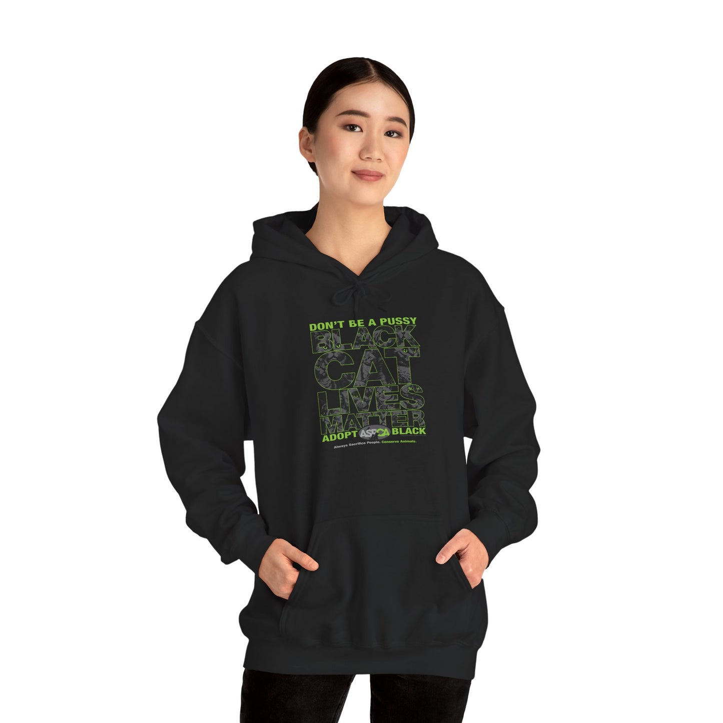 DK219: ASPCA (Black Cat Edition) - Adult Hooded Sweatshirt
