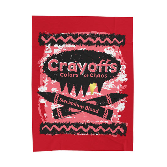 DK110: Crayoffs - Colors of Chaos (Sweatshop Blood Red) - Velveteen Plush Blanket