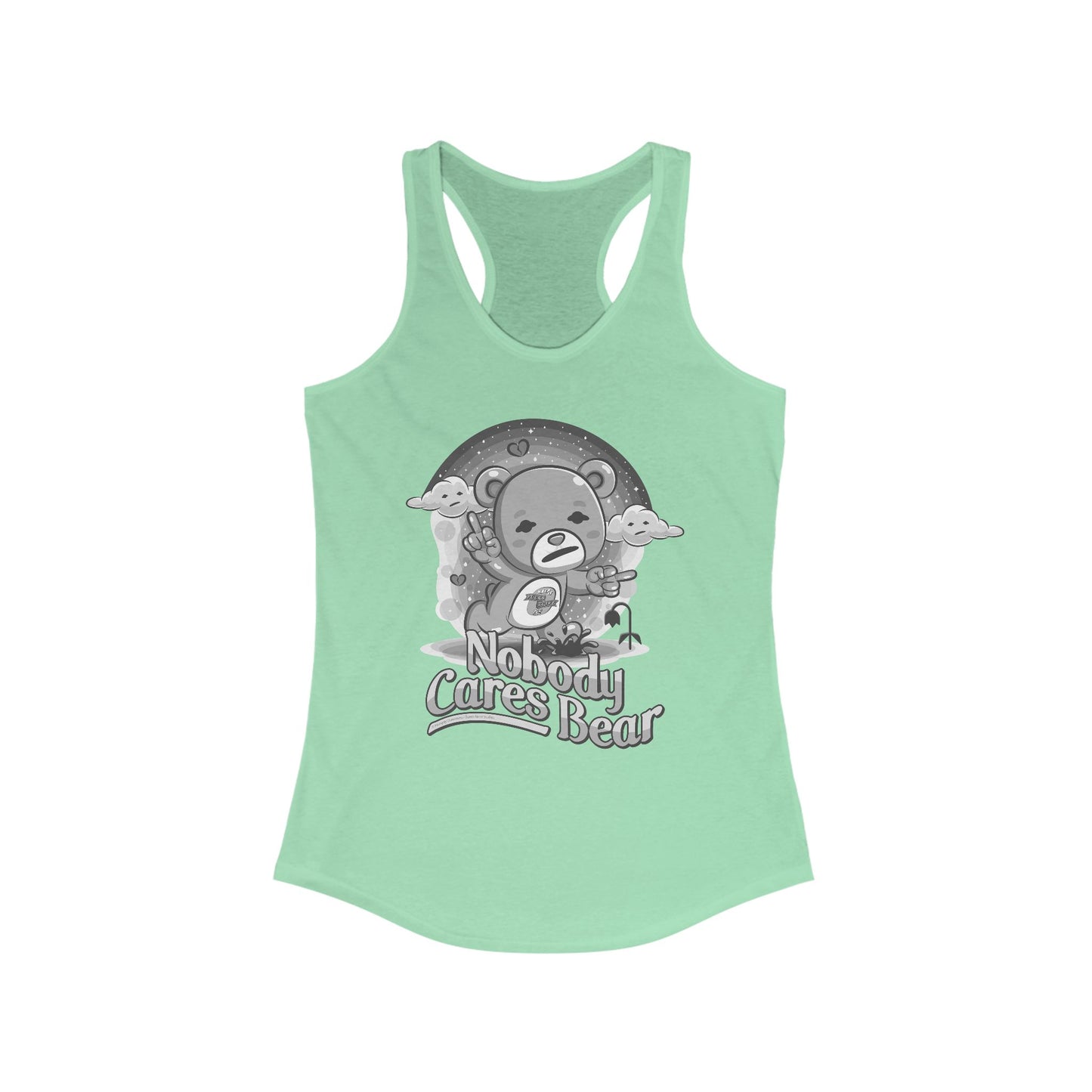 DK227: Nobody Cares Bear - Ladies Racerback Tank