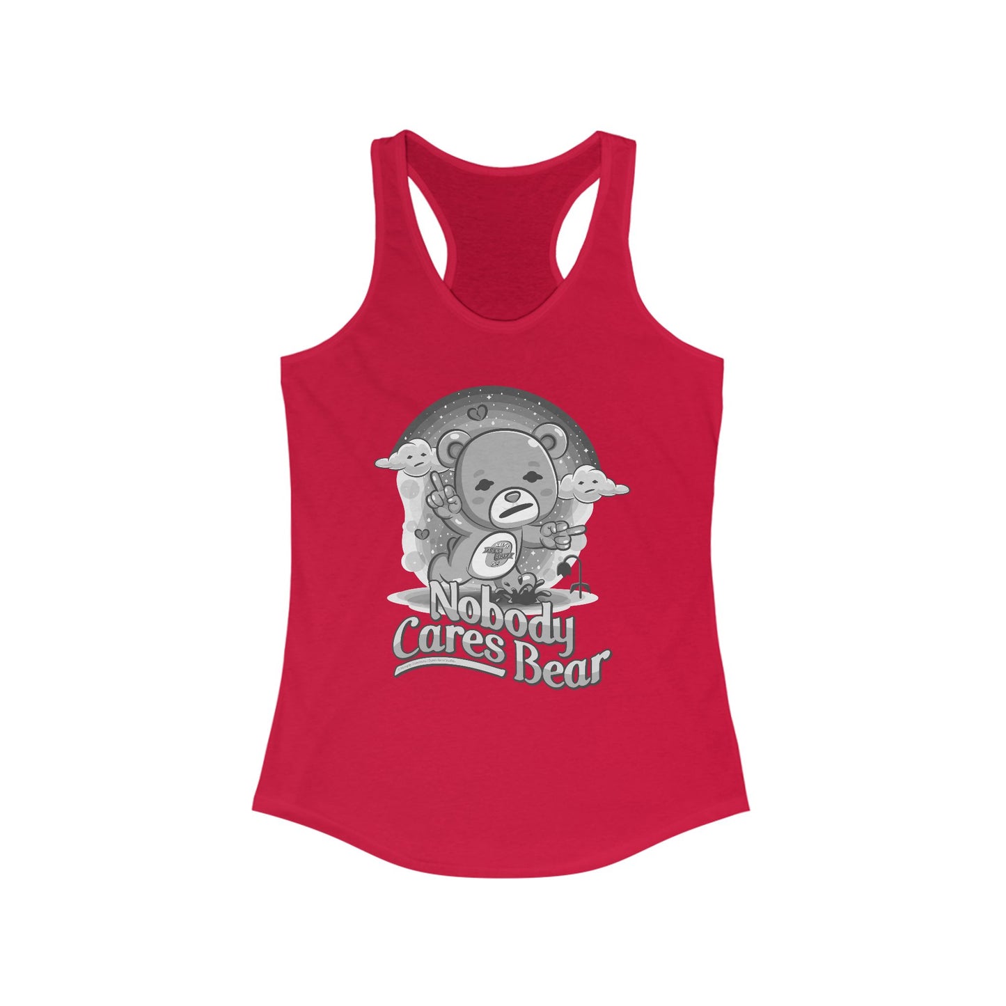 DK227: Nobody Cares Bear - Ladies Racerback Tank